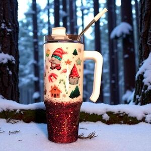Ready for the Holidays? Tumbler with Elves, Christmas Trees & Straw 32 oz.